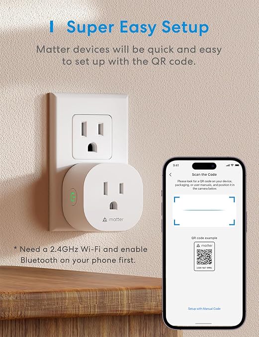 Meross Matter Smart Plug Mini, Easy Setup, 100% Privacy, Compact Size, Support Apple Home, Alexa, Google Home with Schedule and Timer, App and Voice Control, Power Protection, 2.4G Wi-Fi Only (2 Pack)