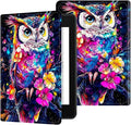 for All-New 6" Kindle 11th Generation 2024/2022 Release E-Reader Case, Slim Kickstand Stand Leather Smart Cover with Auto Wake/Sleep, Flower Owl