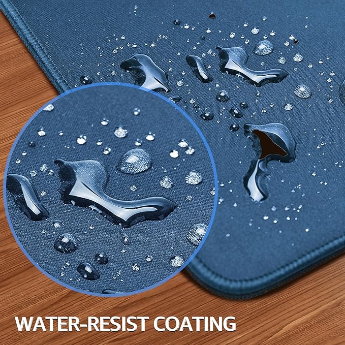 KTRIO Large Gaming Mouse Pad Desk Mat, Superior Micro-Weave Cloth, Non-Slip Rubber Base, Stitched Edges, Water-Resistant, for Gamer, Office & Home, 31.5 x 15.7 Inch，Navy Blue