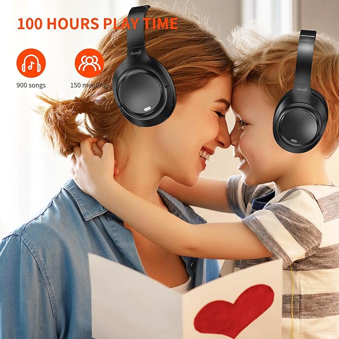 Noise Cancelling Headphones - 2025 Upgraded Wireless Over Ear Bluetooth Headphones Comfort Fit, 100H Playtime, Deep Bass, Hybrid Active Noise Canceling, Crystal Clear Calls for Travel/Office - Black