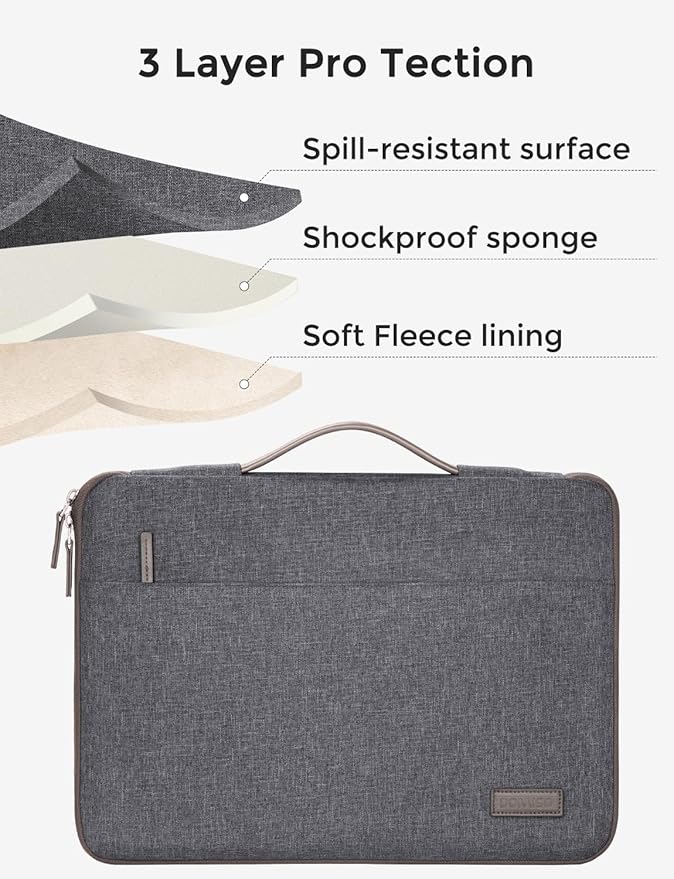 DOMISO 16 inch Laptop Sleeve Protective Case Cover Compatible with 16 16+ inch HP Dell ASUS Lenovo Chromebook,Waterproof Computer Cases Bag with Handle,Dark Grey