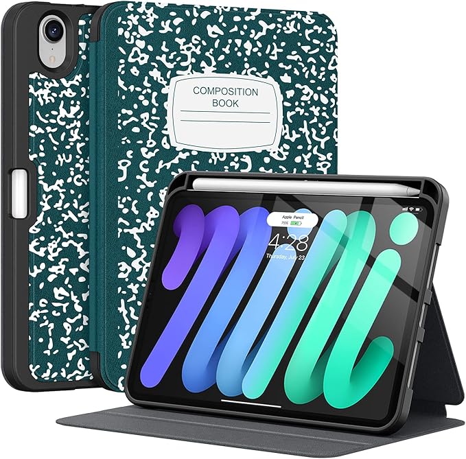 Supveco Case for iPad mini 7 (A17 Pro) 2024/iPad Mini 6 2021 8.3 Inch with Pencil Holder-[Auto Wake/Sleep],Slim Protective Case with Soft TPU Back Cover for iPad mini 7th/6th Generation(Teal)