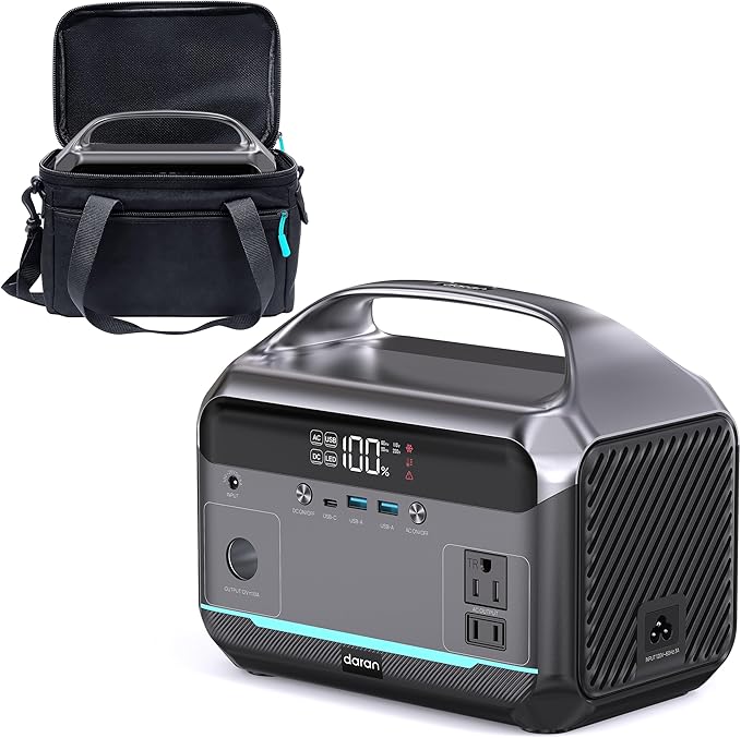 DARAN Portable Power Station 350W (600W Surge), Solar Generator 288Wh(90,000mAh) LiFePO4 Battery Backup with AC Outlets, 7-Port Design Power Bank for Camping, Hurricane Emergency RV