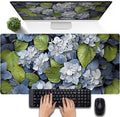 Large Desk Mat Hydrangea Floral Extended Gaming Mouse Pad, Keyboard Mouse Mat for Office & Home, Cottagecore Desk Pad XXL Computer Desktop Pad, Office Desk Accessories for Women 31.5×15.7 Inch