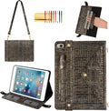 Handbag Case for iPad Mini 5th 4th 3rd 2nd 1st Generation (Prior to 2019) - Techcircle Vintage Pattern Crossbody Folio Stand Wallet Case with Pencil/Card Holder, Hand Grip/Shoulder Strap, Retro Bronze