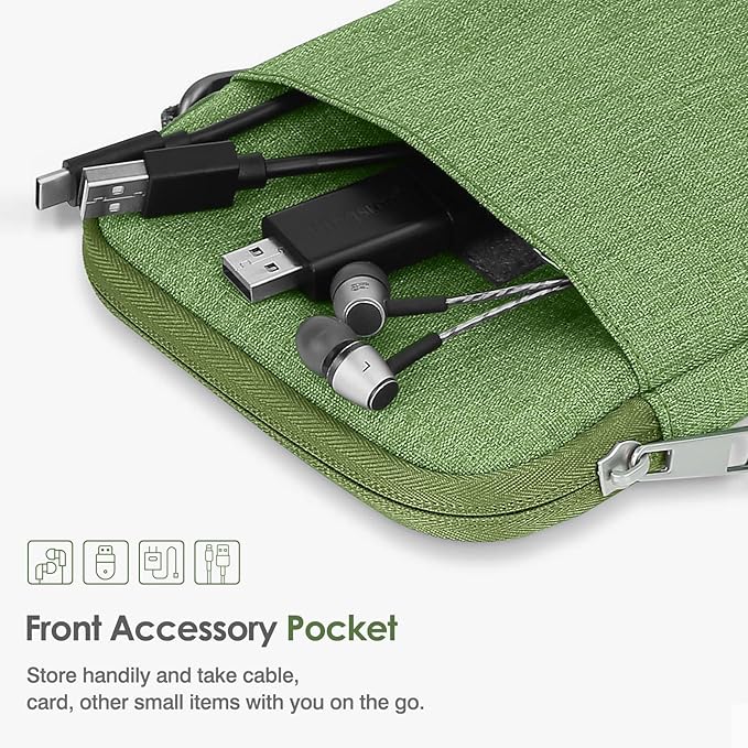 MoKo Padded Ereader Sleeve Case for 6-7 inch Tablet Bag Protective Cover Pouch with a Carabiner, Compatible with 7" eReader Colorsoft Signature Edition 2024, Grass Green