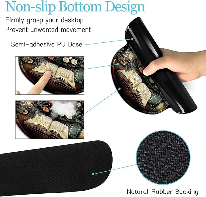 LIMKRIAN Goth Skull Mouse Pad Set Large Desk Mat for Desktop, Ergonomic Mouse Pad with Wrist Rest for Gaming, Keyboard Mat Wrist Support Cup Coaster Set, Gothic Office Desk Accessories Decor Supplies