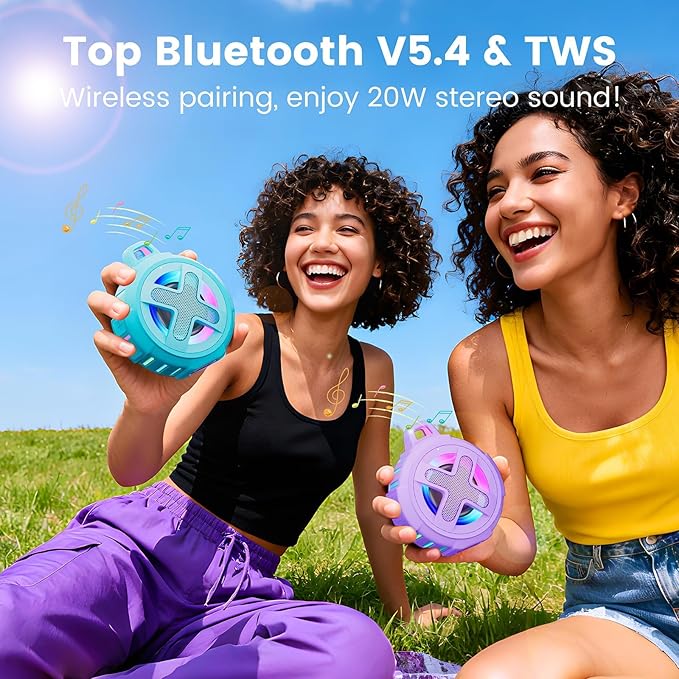 XLEADER X8(2 Gen) Upgraded, Bluetooth Shower Speaker, Certified IP67 Waterproof, 10W Pro Sound&Deep Bass, 24Hrs Playtime, Stocking Stuffers for Teens Men, White Elephant Gifts, Teal