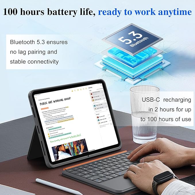 WIWU iPad Pro 11 inch Keyboard Case M4/M5 2024/2025 Magnetic Detachable 3 in 1 Case Bluetooth Case Keyboard Adjustable Stand 7 Colors Backlit Keys with Touchpad (Grey, iPad Pro 11"(M4/M5 2024/2025))