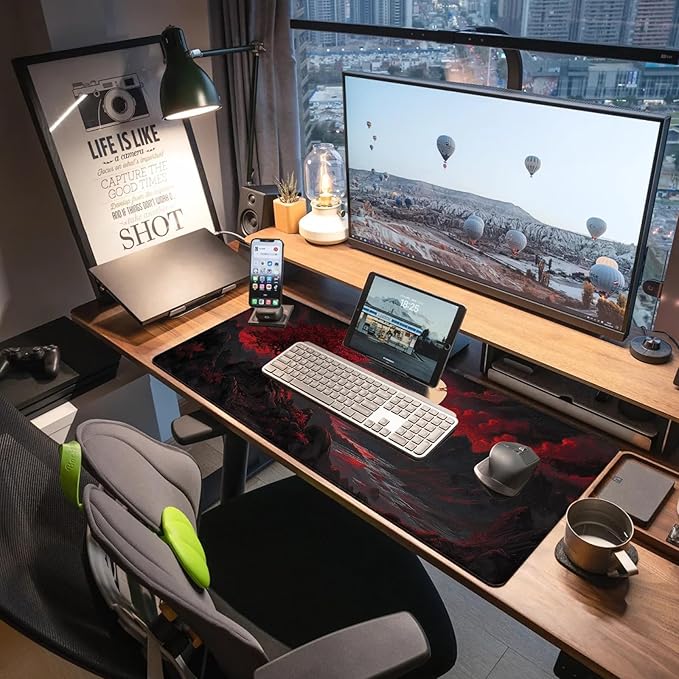 Extended Gaming Mouse Pad, Large Mouse Mat 3 mm Nature Rubber Base Mousepad with Stitched Edges, Non-Slip Desk Mat for Office Home Great Gift 31.5x11.8 Inch (Dark Canyon 1)