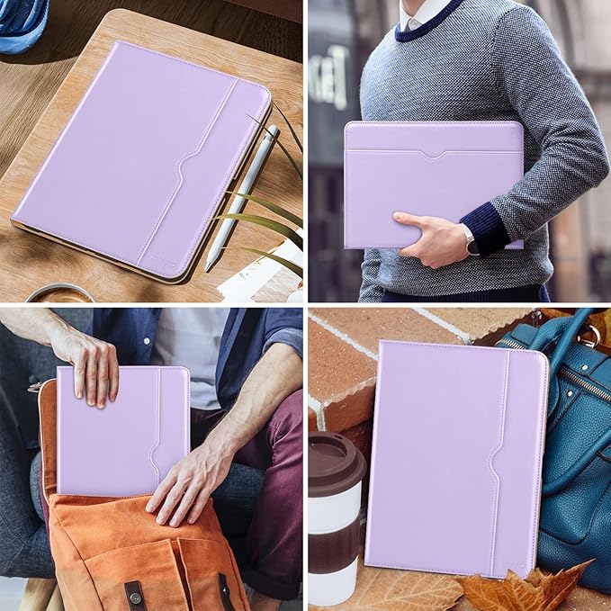 DTTO for iPad Pro 12.9 6th / 5th / 4th / 3rd Generation Case 2022/2021/2020/2018, Leather Folio Stand Cover with Built-in Apple Pencil Holder -Auto Wake/Sleep and Multi Viewing Angles, Lavender