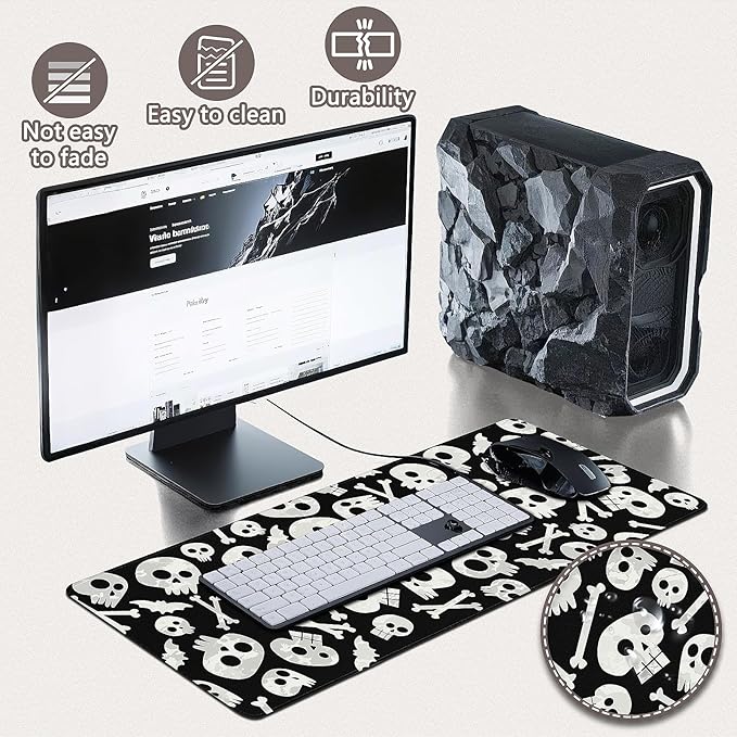 Gaming Mouse Pad - (31.5"×11.8") Skull Large Mouse Pads for Desk - Desk Mat for Keyboard and Mouse with Non-Slip Base, Desks Pad Matfor Game/Office & Home
