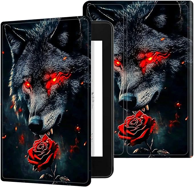 for 6.8" Kindle Paperwhite (11th Generation 2021) and Kindle Paperwhite Signature Edition Case, Slim Kickstand Stand Leather Smart Cover with Auto Wake/Sleep, Green Sky Cat
