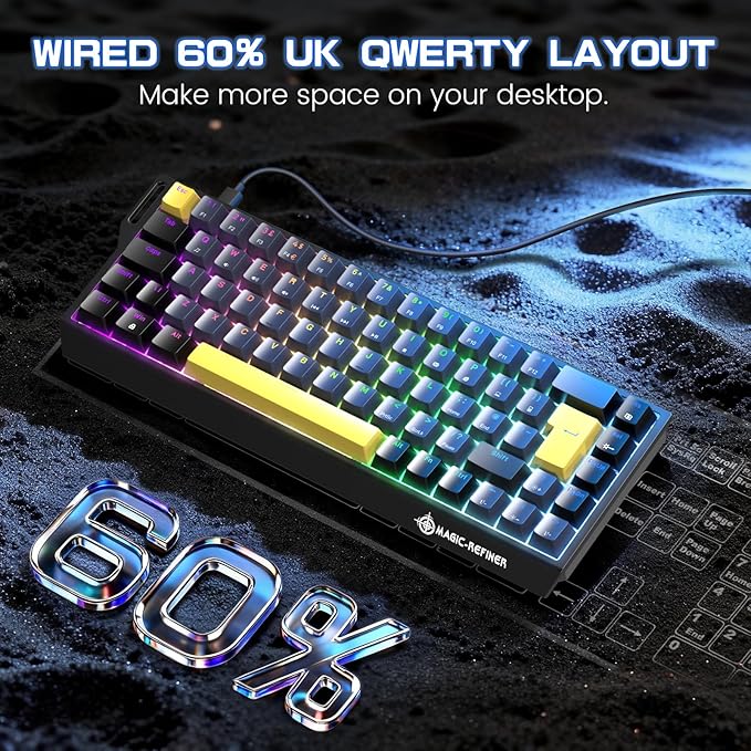 MAGIC-REFINER X68 HE Wired 60% Hall Effect Rapid Trigger Mechanical RGB Gaming Keyboard with 8K Polling,0.04mm RT Accuracy,Magnetic Switch,Adjustable Actuation,Snap Tap for PC Mac Gamer (Starry Night)