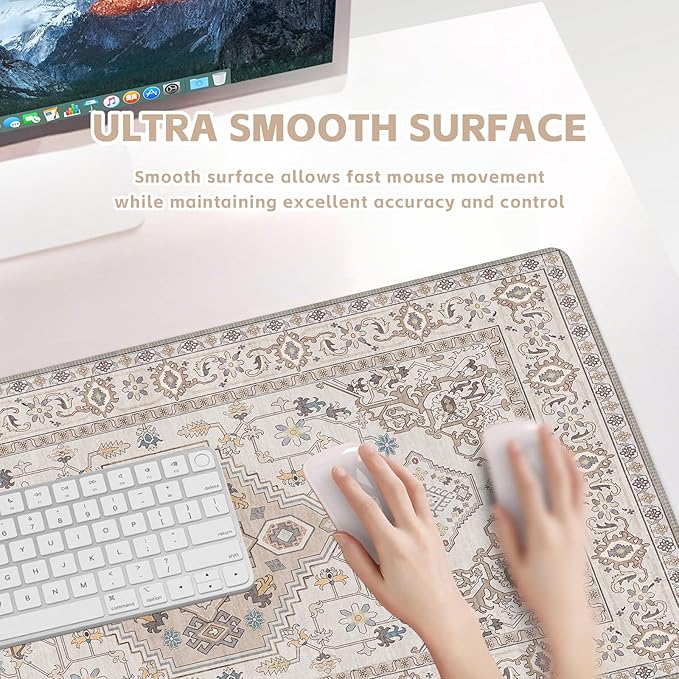 Baziabbo Desk Mat,XXL Extended Large Mouse Pad,Gaming Mousepad with Stitched Edge,Non-Slip Rubber Base Keyboard Desk Pad for Home Office Study Game