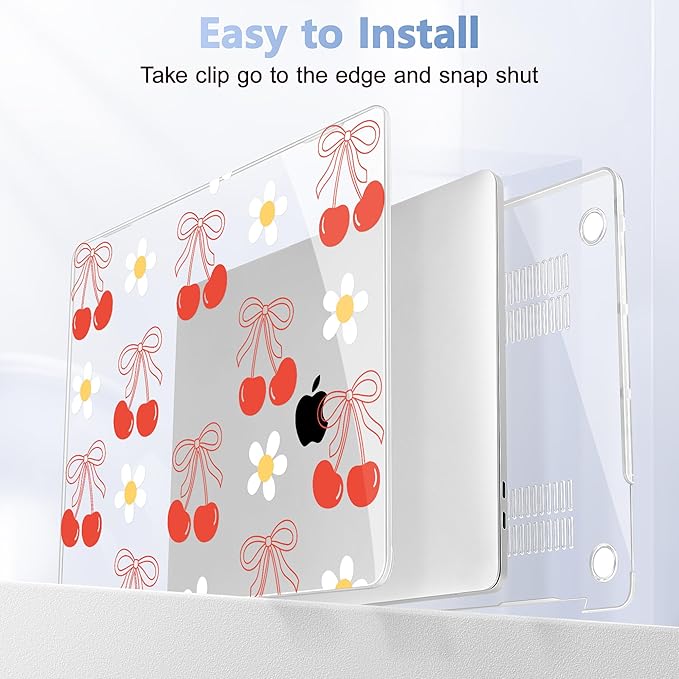 May Chen for MacBook Pro 16 inch A2141 2020 2019 Release, Screen Protector & Keyboard Cover Plastic Soft-Touch Case for MacBook Pro 16-inch with Touch Bar & Touch ID - Red Cherry Bow