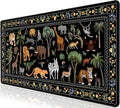 L-SPOUTTO Jungle Animal Desk Mat for Keyboard and Mouse,XXL Large Mouse Pad Non-Slip Keyboard Pad Waterproof Desktop Mat for Laptop Computer Work Game Home Office-Black