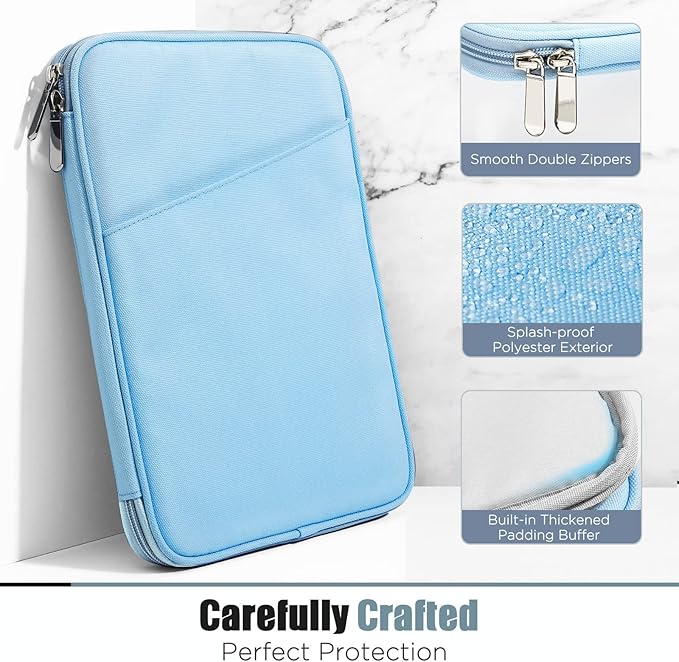 TiMOVO 9-11" Tablet Sleeve Bag for iPad 11-inch A16 2025, iPad 10.9"/10.2"| Air 11 Inch/5th/4th Gen. 10.9", Galaxy Tab A9+/A11Plus 11", Protective Bag with Pocket, Light Blue
