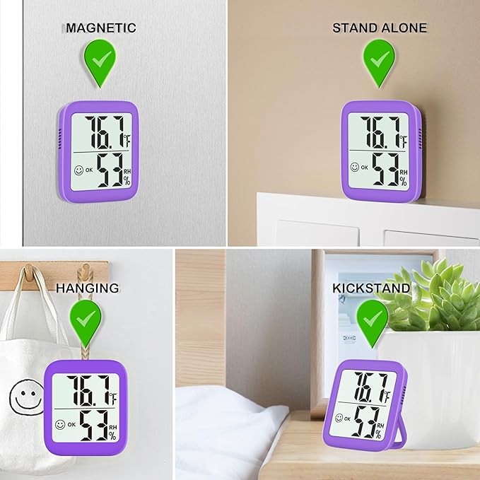 Antonki 2 Pack Room Thermometer for Home, Hygrometer Indoor Humidity Meter Gauge, Digital Temperature and Humidity Monitor Sensor for House, Terrarium, Incubator, Greenhouse - Battery Included