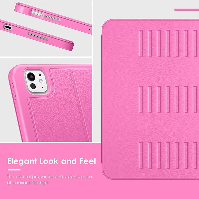 VIKESI Case for iPad Pro 11 inch (M5/M4) 2025/2024,Multiple Angles Magnetic Stand Cover,Shockproof Back,Pencil Holder,and Auto Sleep/Wake,Rose