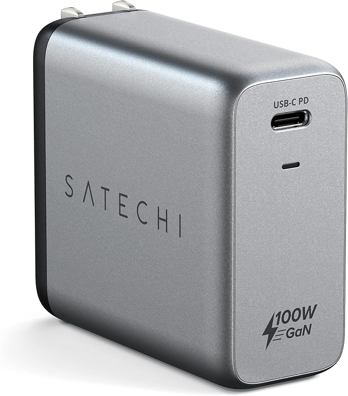 Satechi 100W USB C PD Wall Charger Block – Powerful GaN Tech – Compatible with MacBook Pro/Air M1 M2 M3 M5, 2021 iPad Pro M1, iPhone 16 Pro Max/16 Pro/16/16 Plus