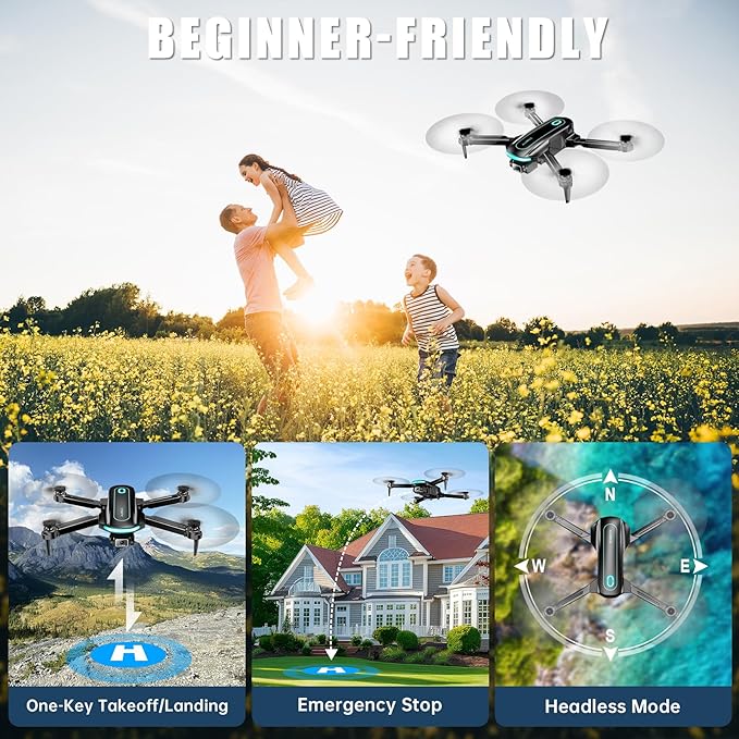 Drone with Camera for Adults and Beginners, 1080P HD FPV Foldable Mini Drone for Kids, 2 Batteries, Carrying Case, Trajectory Flight, Gravity Control, One-Key Takeoff/Landing, 360° Flip, Toys for Gift