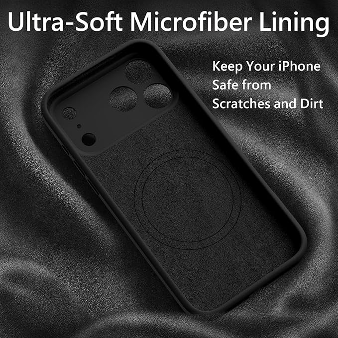 FireNova Magnetic for iPhone 17 Pro Max Case, Compatible with MagSafe, [Integrated Silicone Camera Control Button] [Camera Protection] Anti-Scratch Microfiber Lining Phone Case, 6.9", Black