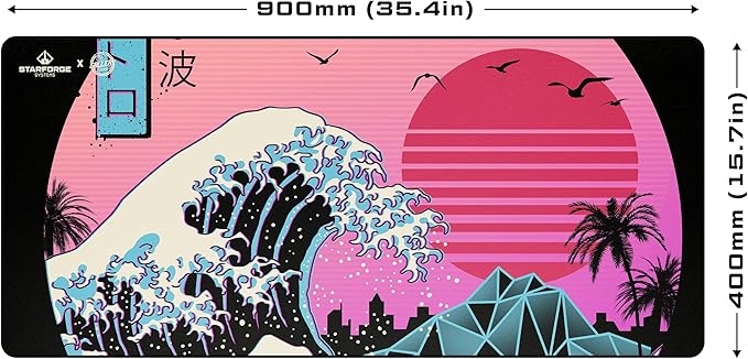 Starforge - Retro Wave Gaming Desk Mat – Large Extended Mouse & Keyboard Pad
