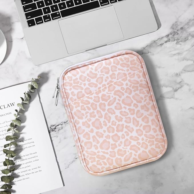 TiMOVO 6-7 Inch Tablet Sleeve for eReader Book Paperwhite/Colorsoft Signature Edition, Protective Sleeve Cover Case with Pocket for E-Reader/Oasis & Kobo Devicess, Pink Leopard