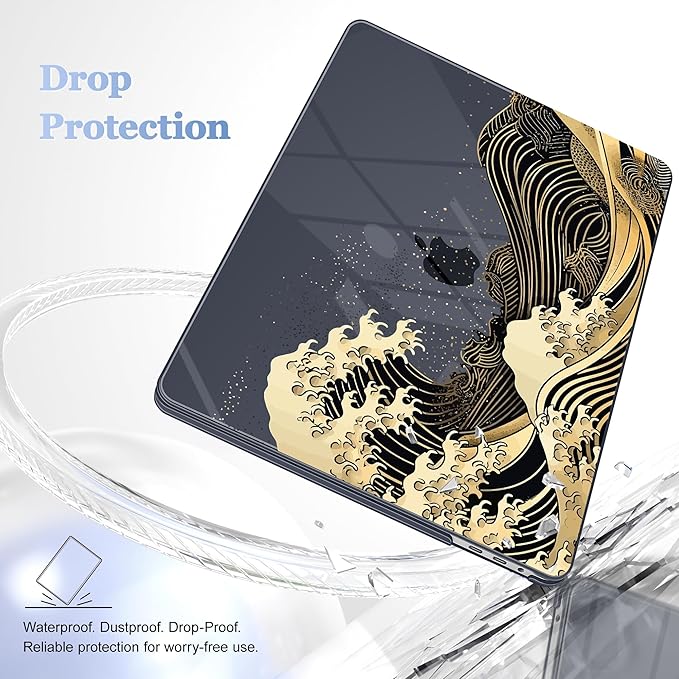 May Chen Compatible with MacBook Pro 16 inch Case 2020 2019 Release A2141 with Touch Bar & Touch ID, Plastic Hard Shell Case with Keyboard Cover + Screen Protector, Sea Wave P174