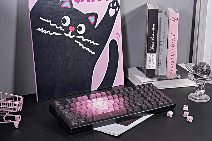ZORNHER ZH980 Mechanical Keyboard Wireless,95% Pink Creamy Keyboard with Number Pad,Lighted Up PBT Keycaps,Gaming Keyboard with Number Pad,Creamy Sounding Linear Switches,Full Size