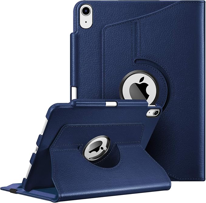 Fintie Rotating Case for iPad Air 11-inch M4/M3/M2 (2026/2025/2024), iPad Air 5th (2022) / 4th Generation 10.9 Inch - 360 Degree Rotating Protective Stand Cover with Pencil Holder, Navy