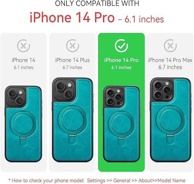 Compatible with iPhone 14 Pro Case with Stand, Compatible with MagSafe, Slim PU Leather & Durable TPU Protective Cover Drop-Proof with Tempered Glass Screen Protector 6.1", Green