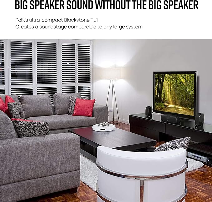 Polk Audio Blackstone TL1 Satellite Speaker (Single, Black) | PowerPort Technology, Hi-Gloss Finish | Compact Sound | Pair with TL Series for Complete Home Entertainment | Surround Sound Speaker