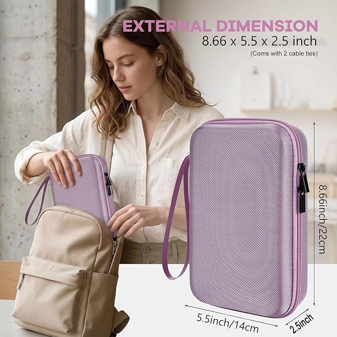 Hard Electronics Organizer Shockproof Carrying Case for MacBook Power Adapter Chargers Cables Power Bank Apple Magic Mouse Apple Pencil USB Flash Disk SD Card Hard Drive Accessories Bag, Purple