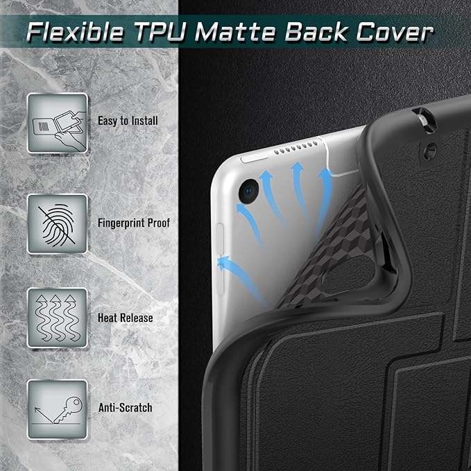 Fintie Magnetic Stand Case for iPad Air 10.5" (3rd Generation) 2019 / iPad Pro 10.5" 2017, Multi-Angle Viewing Rugged Soft TPU Back Cover with Pencil Holder, Auto Wake/Sleep, Black