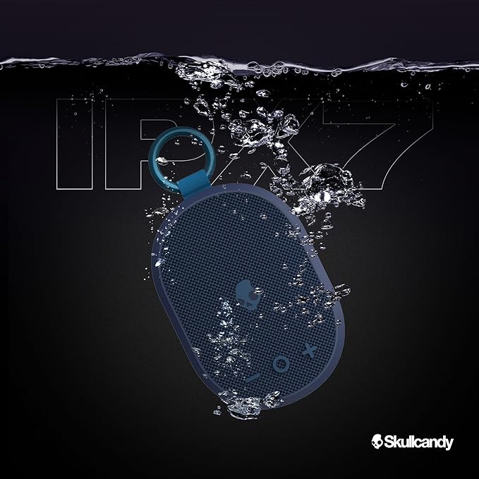 Skullcandy Kilo Wireless Bluetooth Speaker - IPX7 Waterproof Mini Bluetooth Speaker with 24 Hour Battery, Downward Firing Passive Radiator, and True Wireless Pairing - Perfect for Outdoor (Navy)