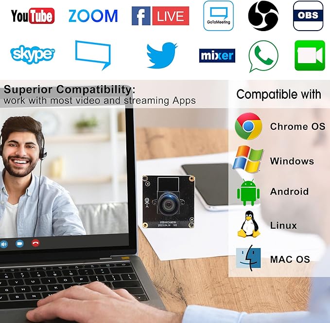 HDMI USB Camera Module 4K Webcam IMX415 Sensor H.265 H.264 Webcamera 2160P 30FPS Video Surveillance Streaming Video Conference PC Camera Industrial Digital Zoom Webcam