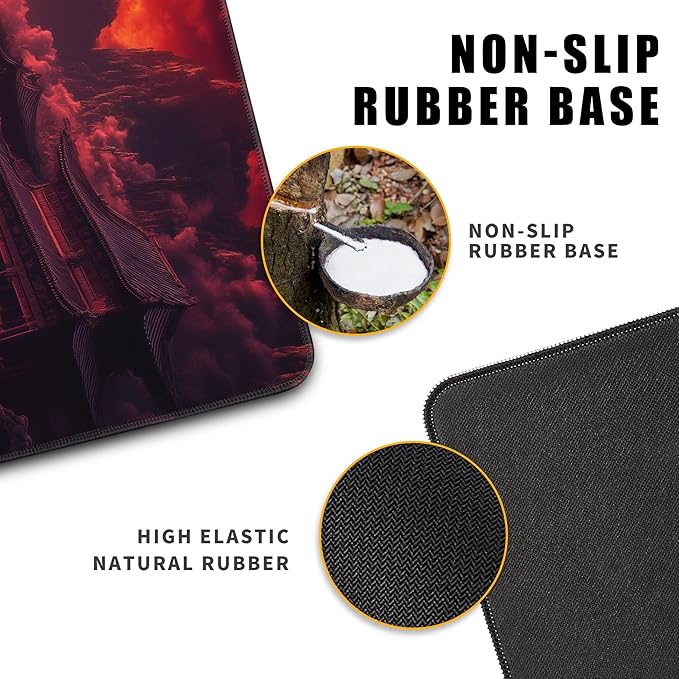Mouse Pad Gaming Red Moon Desk Pad Mat Extra Large Mousepad (31.5x11.8 in), Home Office Decor Stitched Edges Smooth Surface Non-Slip Bottom