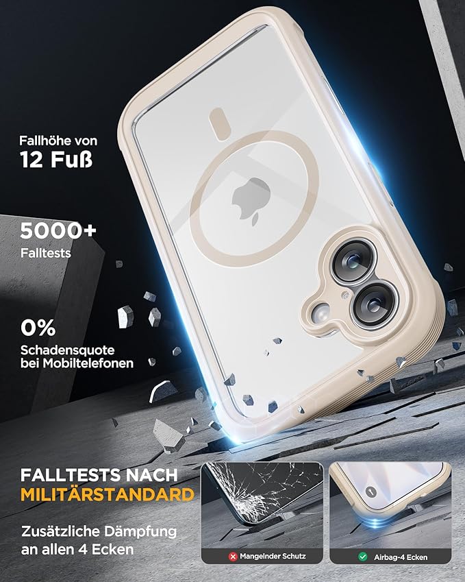 Miracase for iPhone 17 Case 6.3'', Full-Body Military Grade Drop Protection Outdoor Phone case with Built-in Glass Screen &Camera Control,Easy Installation,No Gap,Compatible with MagSafe, Gold