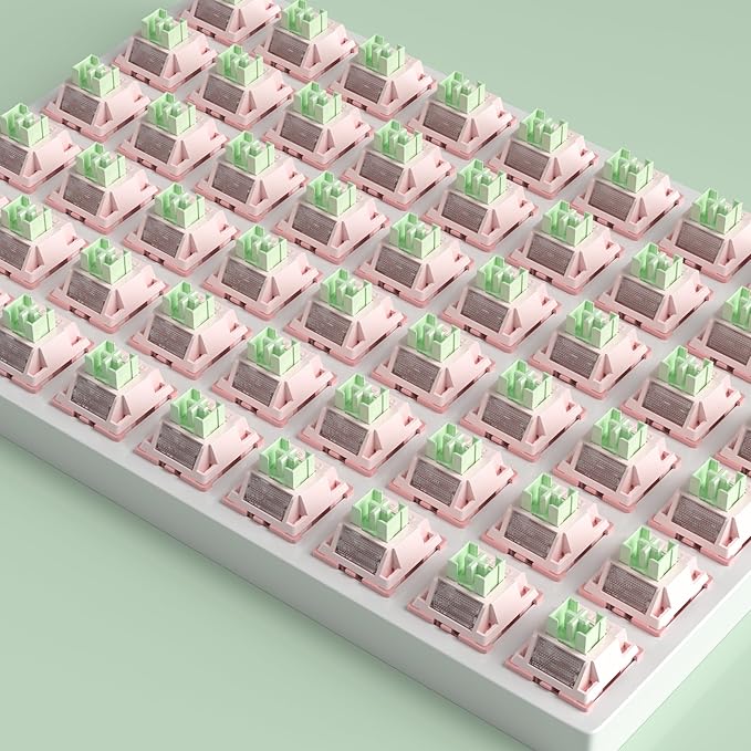 Zjmehty Outemu(Gaote) White Peach Silent Switches,40gf pre-Lubricated,dust-Proof Linear switches,Compatible with MX Mechanical Keyboards(108PCS)