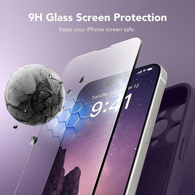 Magnetic for iPhone 15 Pro Case, Compatible with MagSafe, [Full Camera Protection][Screen Protector] Silicone Shockproof Protective Phone Case for iPhone 15 Pro 6.1", Deep Purple