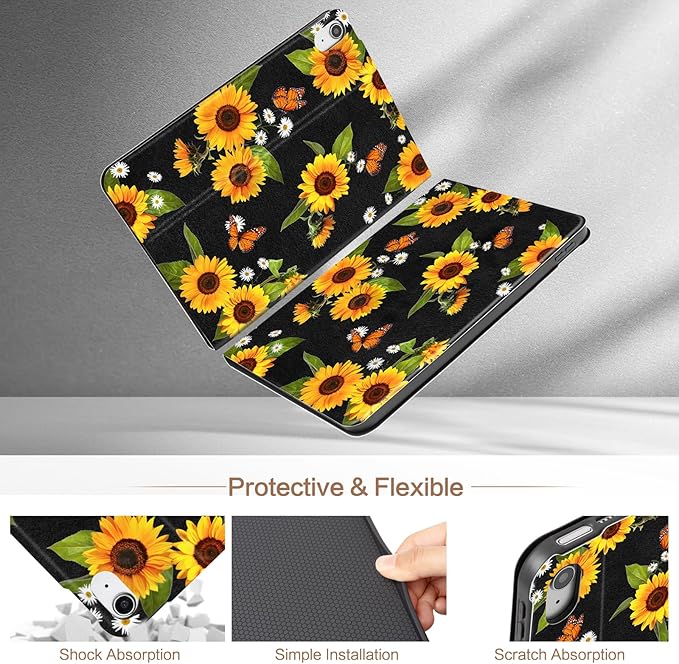 Lokigo for iPad (A16) 11th Generation 11 Inch 2025/10th Generation 10.9 Inch 2022 Case, Black Multi-Angle Viewing Protective Stand iPad 11 10 Case, Auto Wake/Sleep, Daisy