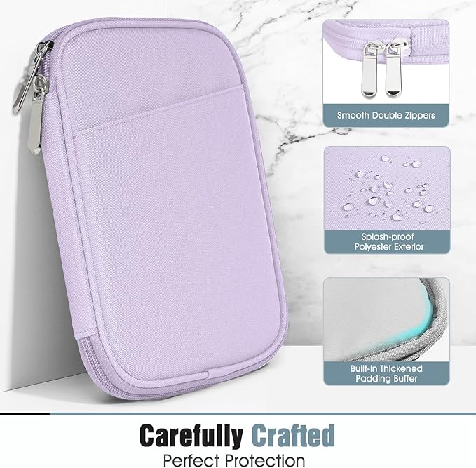 TiMOVO 6-7 Inch Tablet Sleeve for eReader Book Paperwhite/Colorsoft Signature Edition, Protective Sleeve Cover Case with Pocket for E-Reader/Oasis & Kobo Devices, Purple Lavender