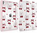 Case for iPad Pro 13 inch (M5) 2025 (M4) 2024 Release with Pencil Holder - Aesthetic Cute Preppy Design Trifold Cover with Soft TPU Bumper Clear Back Auto Sleep/Wake for Girls Women, Cherry
