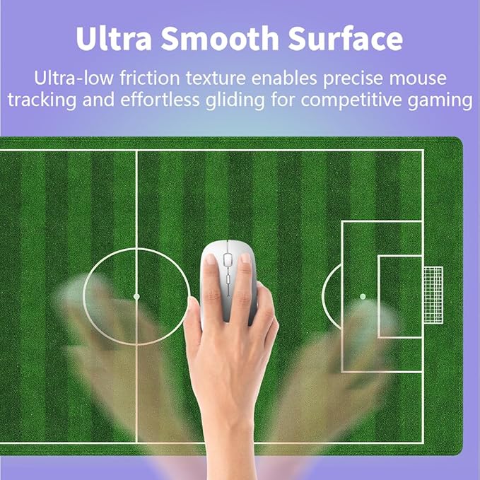 Large Gaming Mouse Pad (31.5" x 15.8") - Football Field Design Cool Green Soccer Course, Extra XXL Office Accessories, Premium Stitched Anti-Slip Office Keyboard Desk Mat
