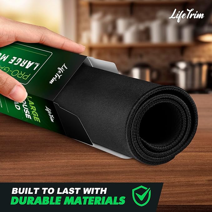LifeTrim 36” x 13” Extra Large Mouse Pad Gaming Extended Keyboard Mat Full Desk Cover Oversized Mouse Pad XL Desk Protector Mat Giant Thick Black Gaming XXL Mousepad Large Desk Mats Deskpad