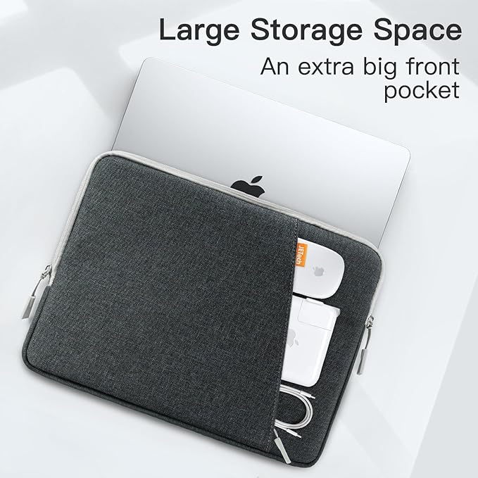 JETech Laptop Sleeve for 15-Inch Notebook, Compatible with MacBook Air 15-Inch M5-M2, MacBook Pro 16-Inch M5-M1, Waterproof Shockproof Case with Accessory Pocket Bag (Dark Grey)