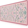 iLeadon Desk Mat Pink, Large Floral Mouse Pad for Desks with Smooth Lycra Surface, Long Full Desk Mouse Cushion for Laptop, Keyboard Mat for Office, Home, Light Pink
