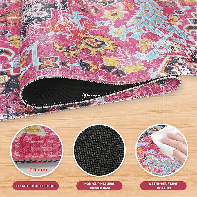 iLeadon Large Boho Desk Mouse Pad Mat,Computer Desk Cover Mat with Smooth Lycra Surface,Rubber Base Mousepad with Stitched Edges,Keyboard Mat for Office,Home (Boho Floral)